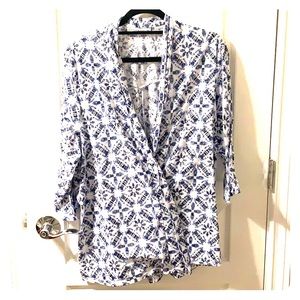 Blue and white flowered cardigan